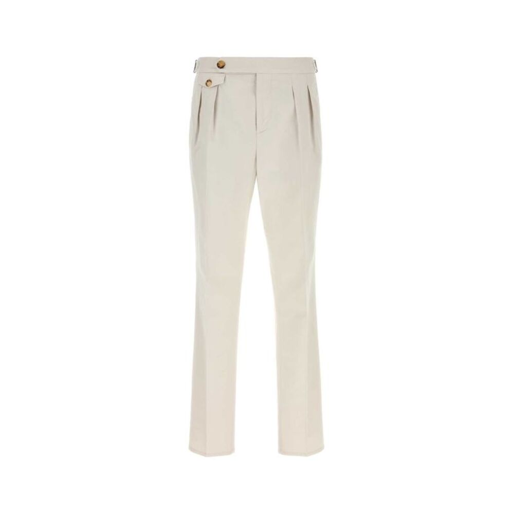 Brunello Cucinelli Men Chalk Stretch Cotton Pant